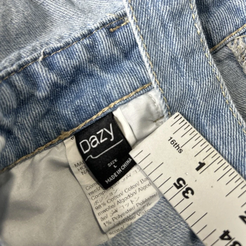 Dazy Women's Overall Jean Shorts‎ Size Large Boho Country